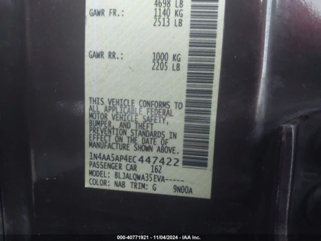 1N4AA5AP4EC447422 Nissan Maxima 3.5 S