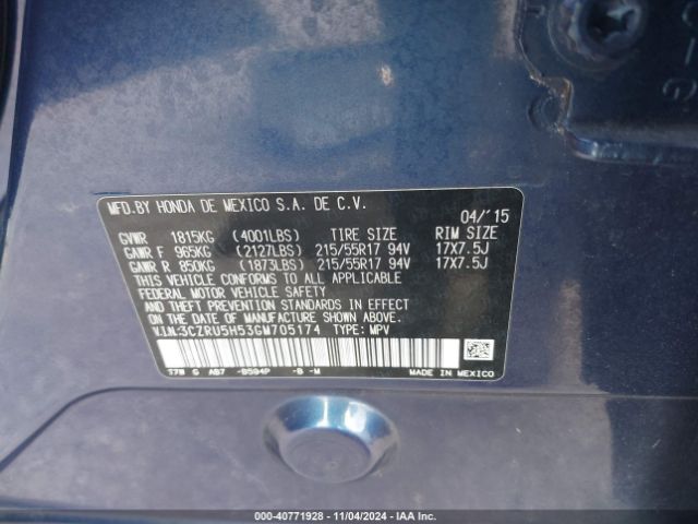 3CZRU5H53GM705174 Honda HR-V EX