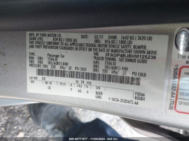 3FADP4BJ8HM125238 Ford FIESTA SE