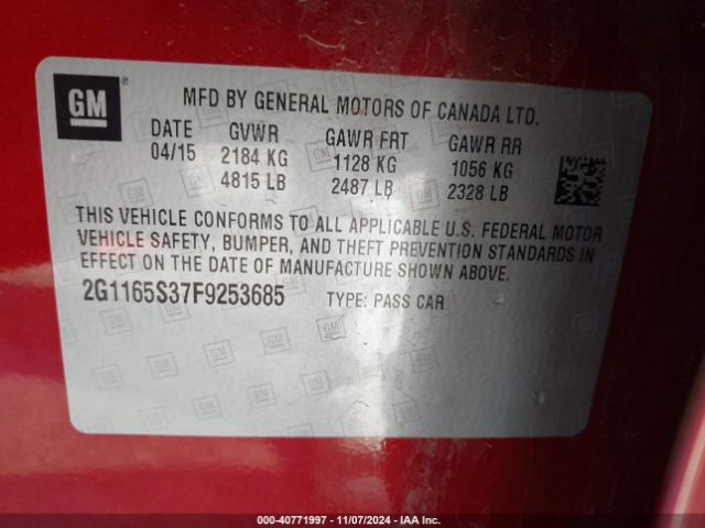 2G1165S37F9253685 Chevrolet IMPALA 2LZ