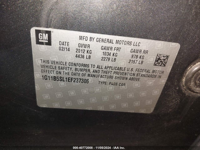 Chevrolet Malibu 1ls 2014 1G11B5SL1EF237306 Image 9