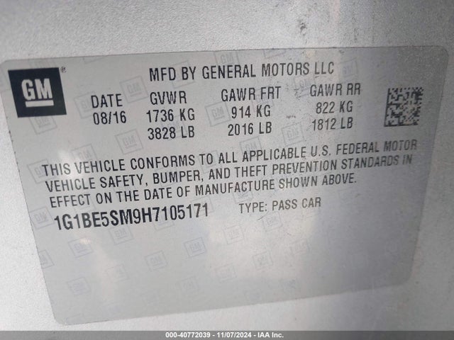 Chevrolet Cruze Lt Auto 2017 1G1BE5SM9H7105171 Image 9