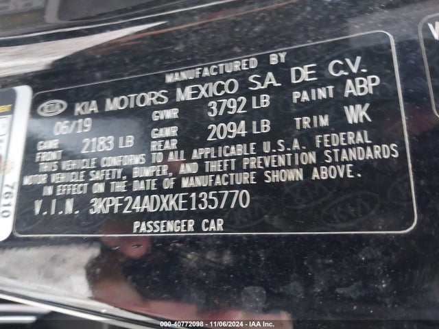KIA Forte Lxs 2019 3KPF24ADXKE135770 Image 9