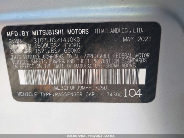 ML32FUFJ9MHF07250 Mitsubishi Mirage G4 Carbonite Edition/es/le
