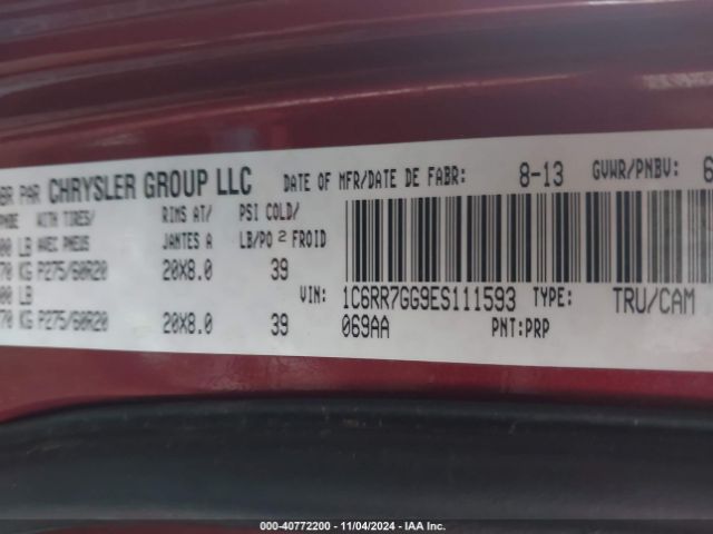 1C6RR7GG9ES111593 RAM 1500 Slt