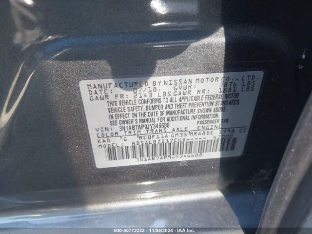3N1AB7AP9JY346688 Nissan SENTRA S