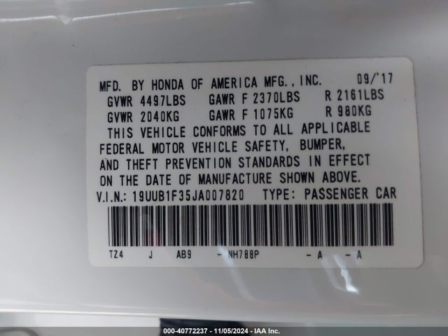19UUB1F35JA007820 Acura TLX