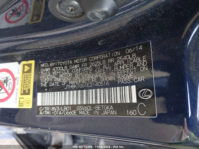 JTHBK1GG1E2140516 Lexus ES 350