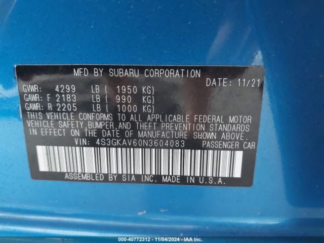 4S3GKAV60N3604083 Subaru Impreza Premium