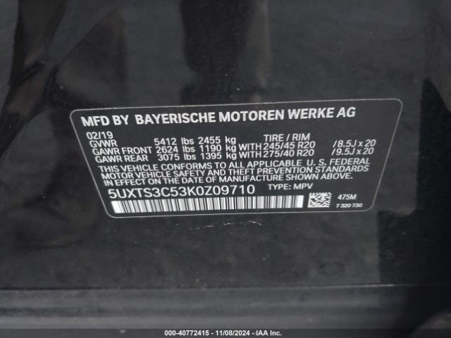5UXTS3C53K0Z09710 BMW X3 M40i