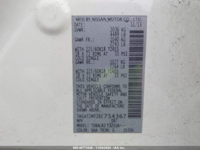Nissan Rogue Sl 2014 5N1AT2MT2EC754367 Image 9