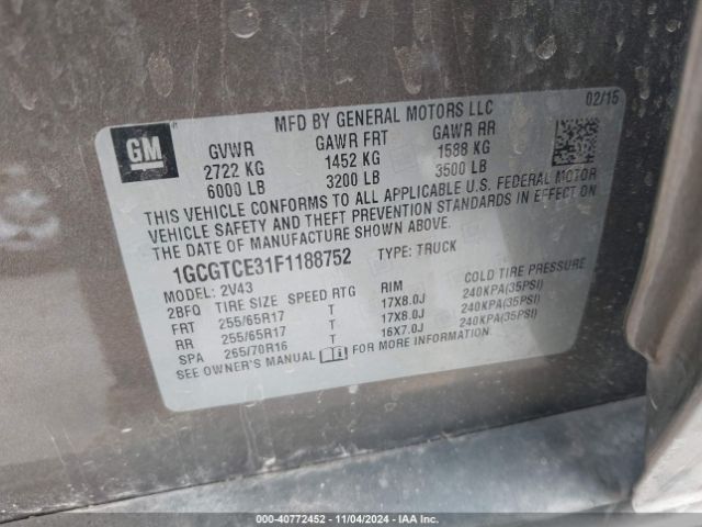 1GCGTCE31F1188752 Chevrolet Colorado Z71