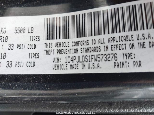 1C4PJLDS1FW573276 Jeep Cherokee Limited