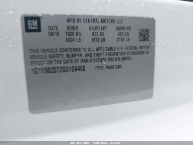 1G1YM2D72G5104490 Chevrolet Corvette Stingray Z51