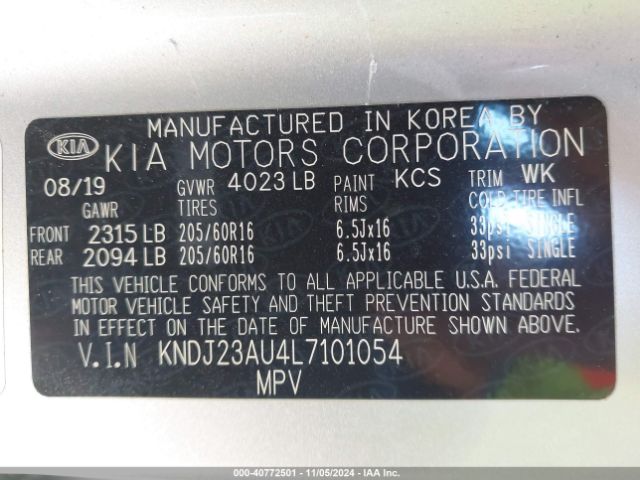 KNDJ23AU4L7101054 KIA SOUL S