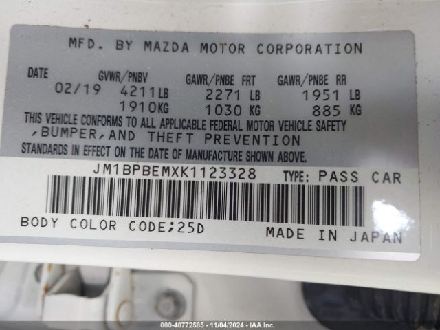 JM1BPBEMXK1123328 Mazda Mazda3 Premium Package