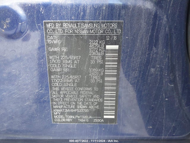 Nissan ROGUE S 2017 KNMAT2MV6HP533793 Image 9
