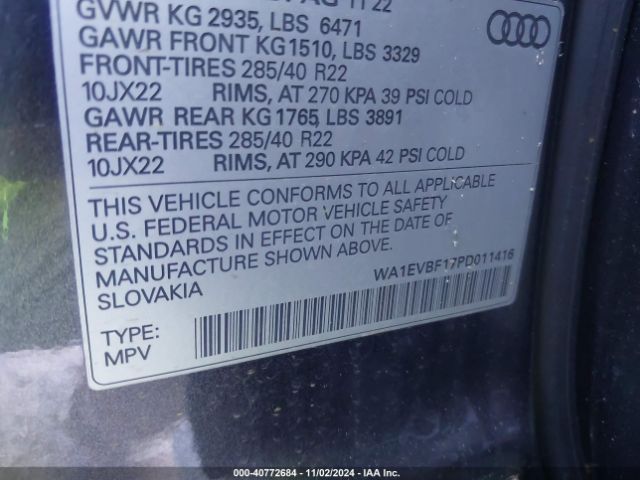 WA1EVBF17PD011416 Audi Q8 Premium Plus 55 Tfsi Quattro Tiptronic