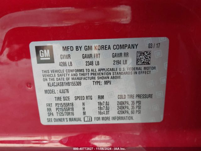 KL4CJASB1HB155309 Buick Encore Preferred