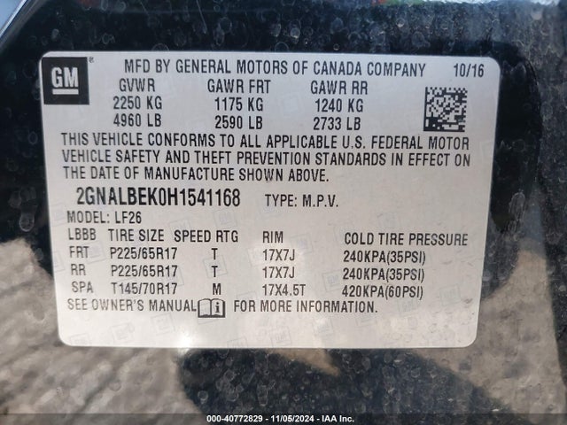 Chevrolet EQUINOX LS 2017 2GNALBEK0H1541168 Image 9