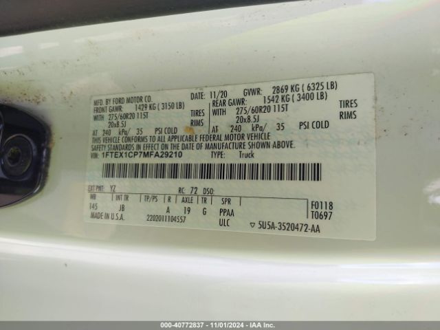 1FTEX1CP7MFA29210 Ford F-150 Xl