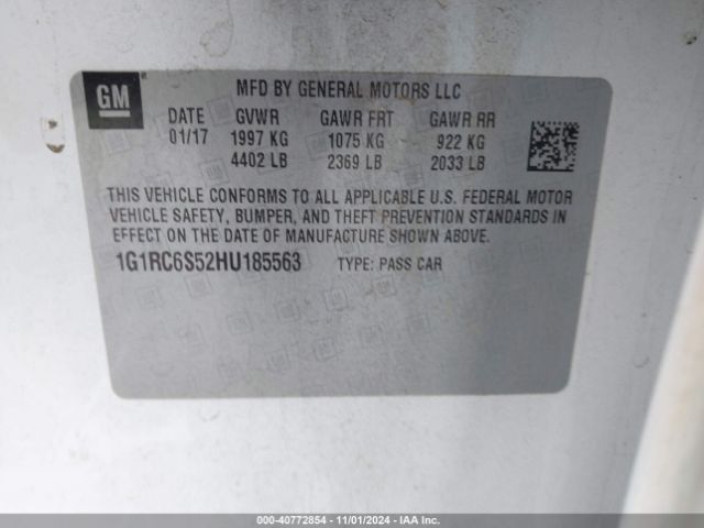 1G1RC6S52HU185563 Chevrolet VOLT LT