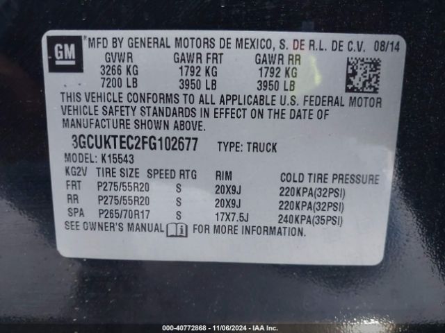 3GCUKTEC2FG102677 Chevrolet Silverado 1500 High Country