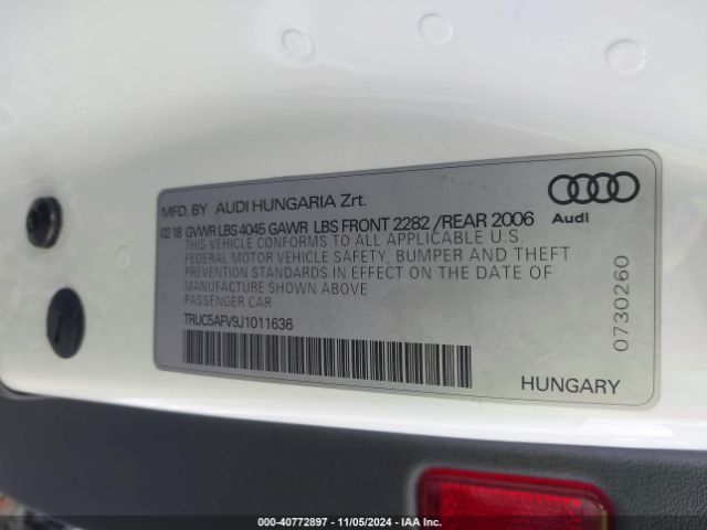 TRUC5AFV9J1011636 Audi Tt 2.0t