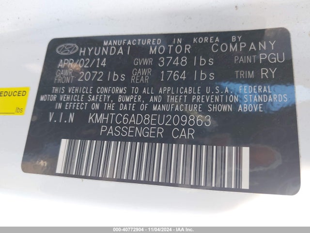 Hyundai Veloster Base W/gray 2014 KMHTC6AD8EU209863 Image 9