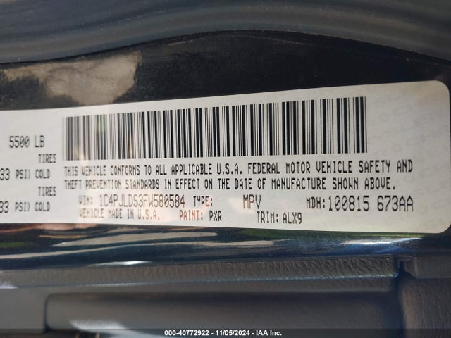 Jeep Cherokee Limited 2015 1C4PJLDS3FW580584 Image 9