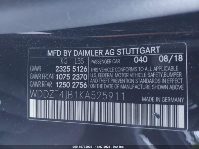 WDDZF4JB1KA525911 Mercedes-Benz E 300