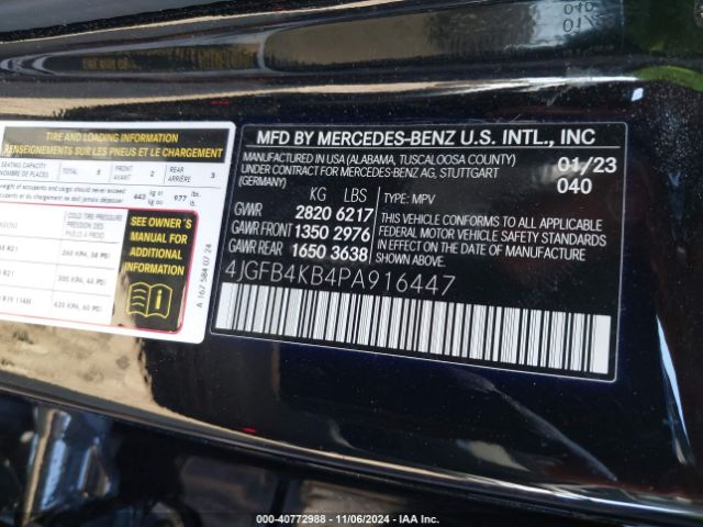 4JGFB4KB4PA916447 Mercedes-Benz Gle 350 4matic