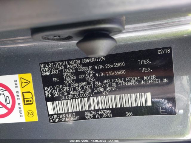 JTJDZKCA8J2005974 Lexus Rx 350l Premium