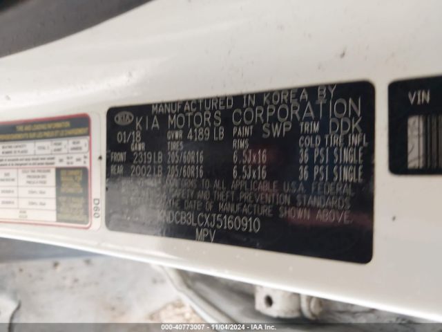 KNDCB3LCXJ5160910 KIA NIRO LX