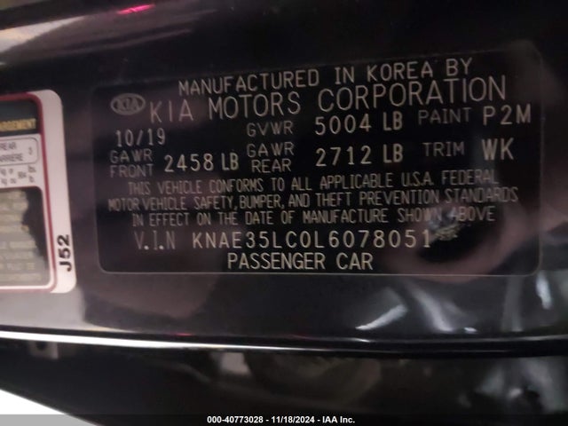 KIA STINGER GT 2020 KNAE35LC0L6078051 Image 9