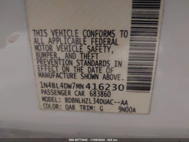 2021 NISSAN ALTIMA 1N4BL4DW7MN416230 Photo 8
