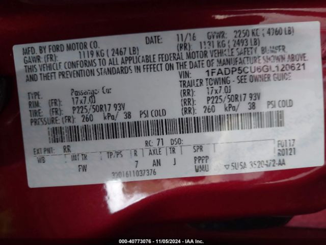 1FADP5CU6GL120621 Ford C-max Energi Sel