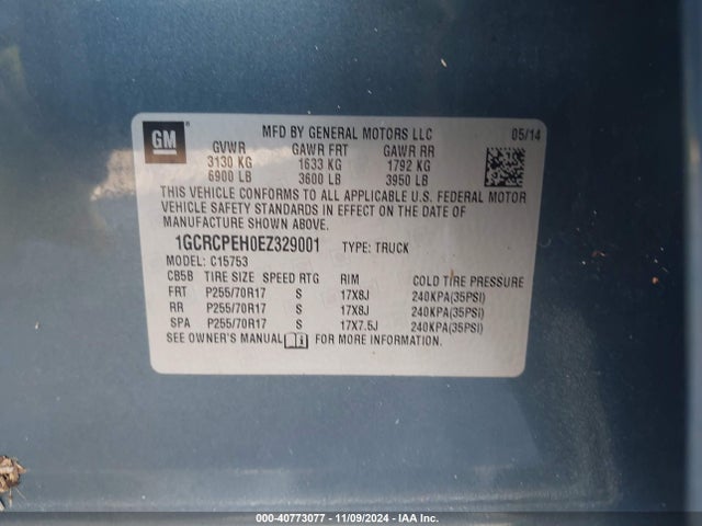 1GCRCPEH0EZ329001 Chevrolet Silverado 1500 Work Truck 2wt