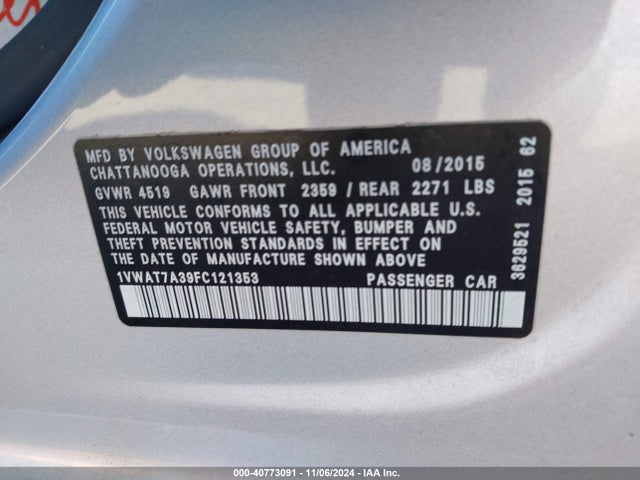 1VWAT7A39FC121353 Volkswagen Passat 1.8t Limited Edition