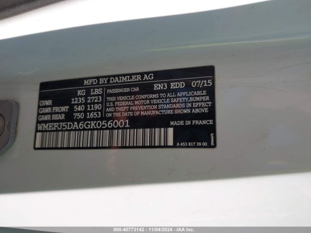 WMEFJ5DA6GK056001 Smart Fortwo Passion/prime/proxy/pure