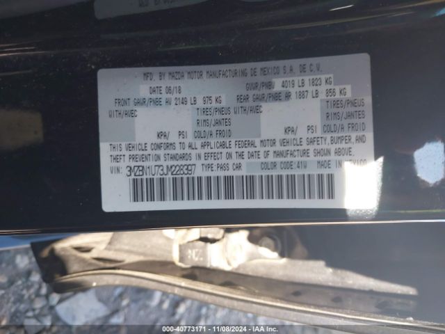 3MZBN1U73JM228397 Mazda Mazda3 Sport