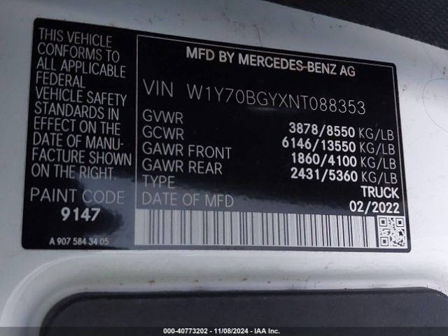 W1Y70BGYXNT088353 Mercedes-Benz Sprinter 1500 Standard Roof I4