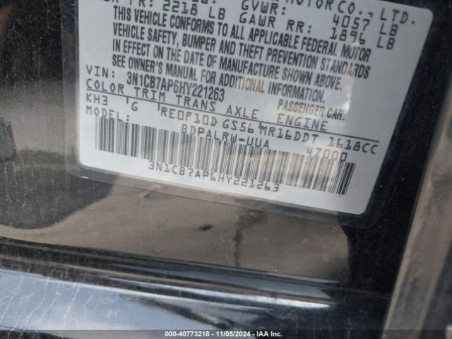 3N1CB7AP6HY221263 Nissan Sentra Sr Turbo