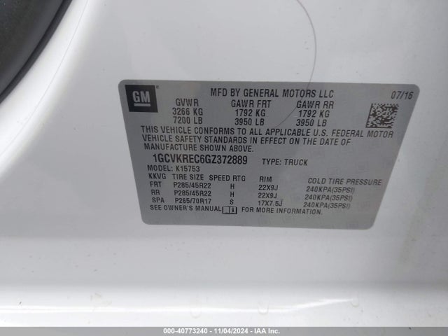 Chevrolet Silverado 1500 2lt 2016 1GCVKREC6GZ372889 Image 9
