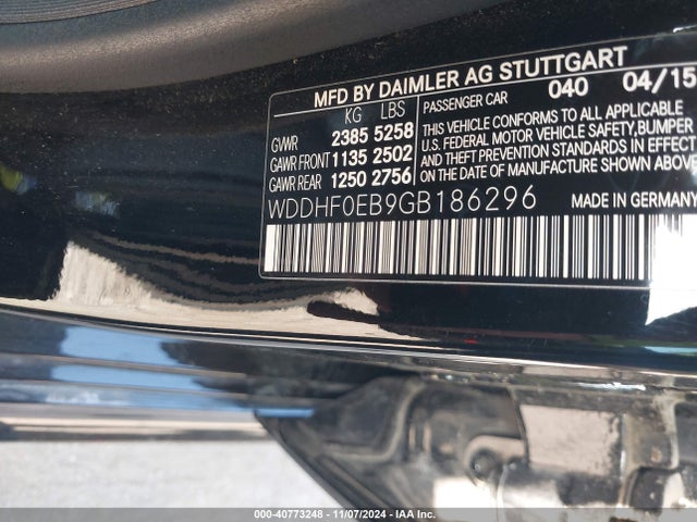 WDDHF0EB9GB186296 Mercedes-Benz E 250 Bluetec