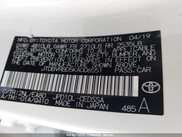 JTDBVRBD5KA006551 Toyota Mirai