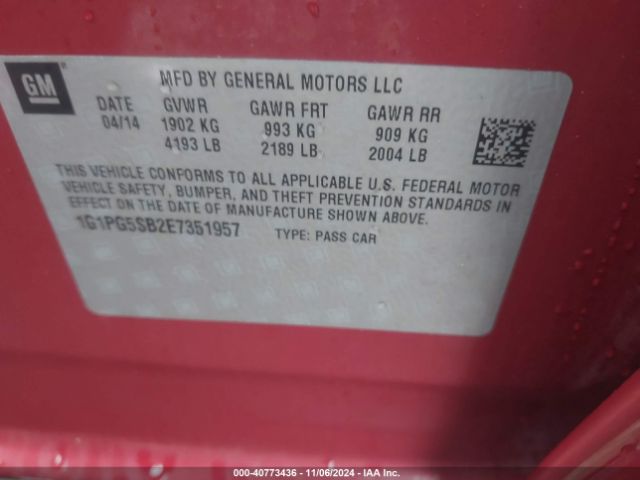 1G1PG5SB2E7351957 Chevrolet CRUZE LTZ