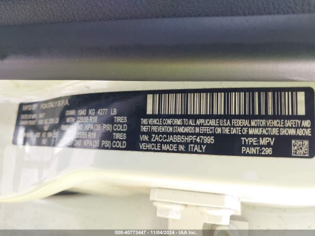 ZACCJABB5HPF47995 Jeep Renegade Altitude Fwd