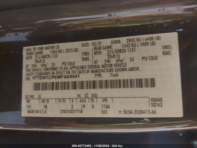 Ford F-150 Xlt 2021 1FTEW1CP6MFA68941 Image 9
