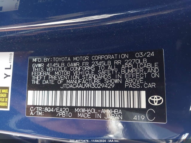 JTDACAAU9R3029429 Toyota Prius Limited